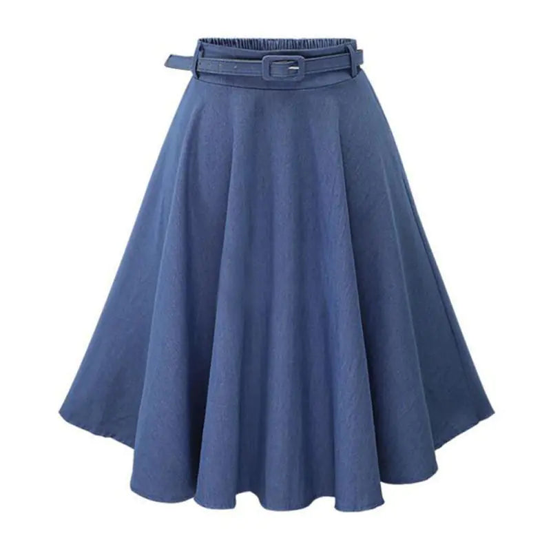 High Elastic Waist Pleated Denim Short Skirt for Women