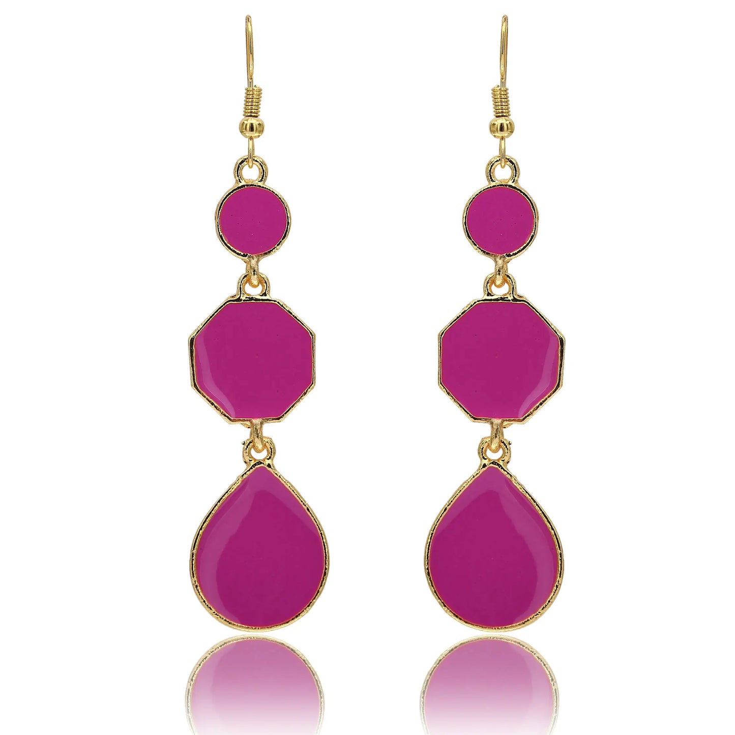 Moonstruck Emerald Fringe Tassel Earrings Pink