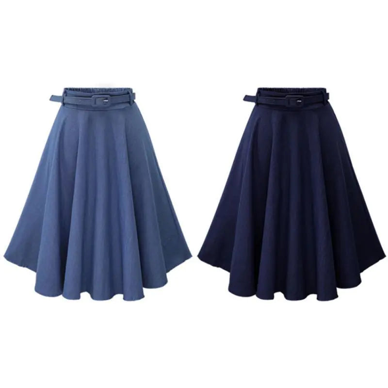High Elastic Waist Pleated Denim Short Skirt for Women