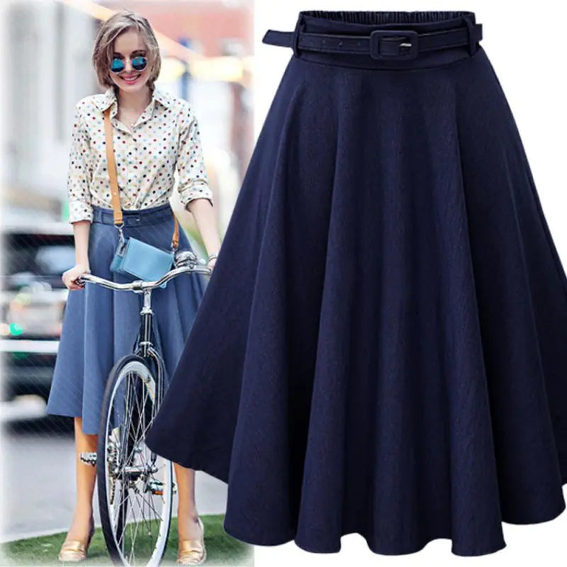 High Elastic Waist Pleated Denim Short Skirt for Women