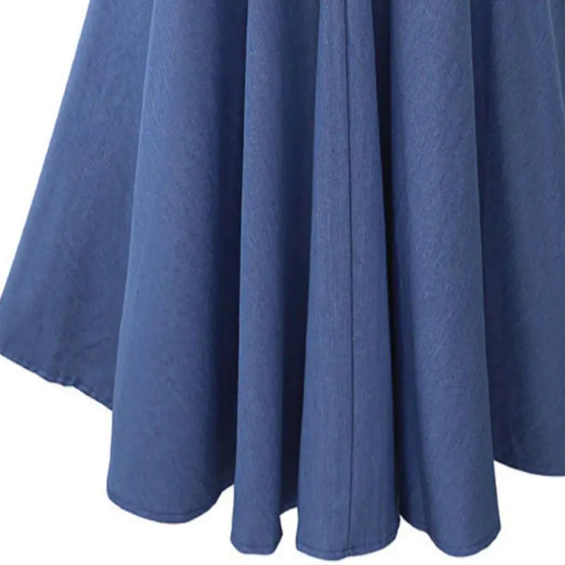 High Elastic Waist Pleated Denim Short Skirt for Women