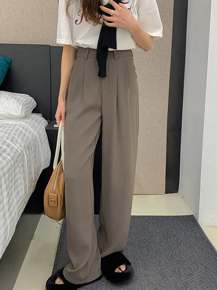Versatile High-Waisted Wide-Leg Women's Casual Pants