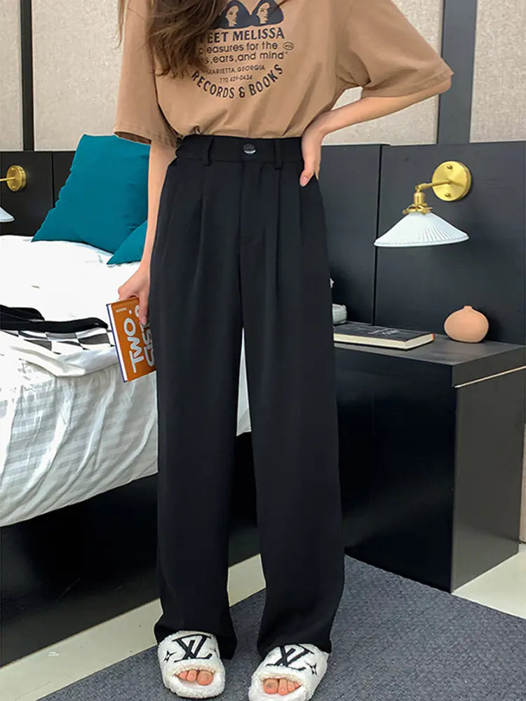 Versatile High-Waisted Wide-Leg Women's Casual Pants