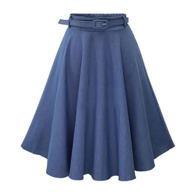 High Elastic Waist Pleated Denim Short Skirt for Women