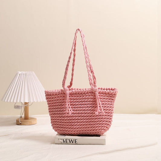 Tassel Shoulder Cotton Thread Woven Bag