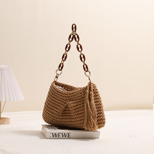 Boho Chic Woven Shoulder Bag