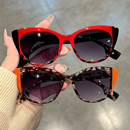 Glossy Red & Black Cat-Eye Sunglasses