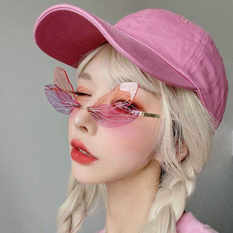 Dragonfly Wings Frameless Trimming Sunglasses