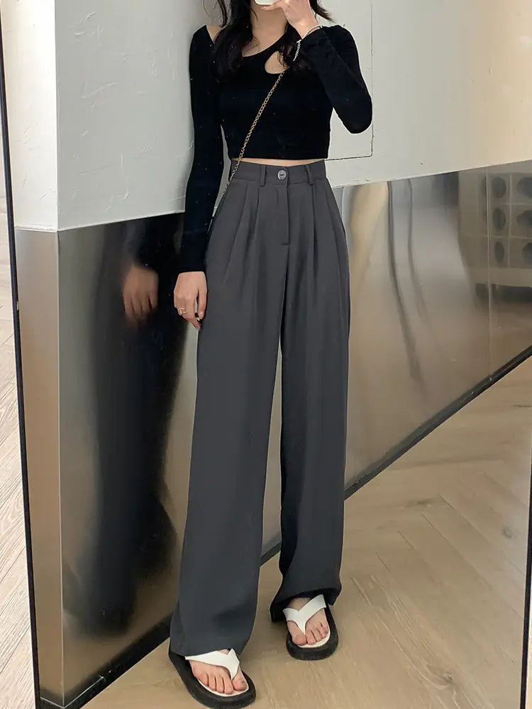 Versatile High-Waisted Wide-Leg Women's Casual Pants